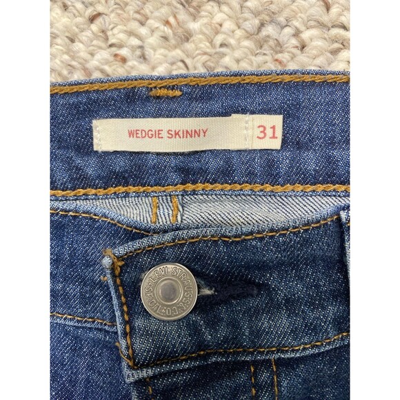31 Levi's High-Rise Button Fly Wedgie Skinny Raw Hem - Picture 9 of 11
